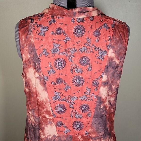NWOT LOGO by Lori Goldstein Woven Tie-Dye Vest with Print Cotton Panels Sz M - Picture 6 of 12